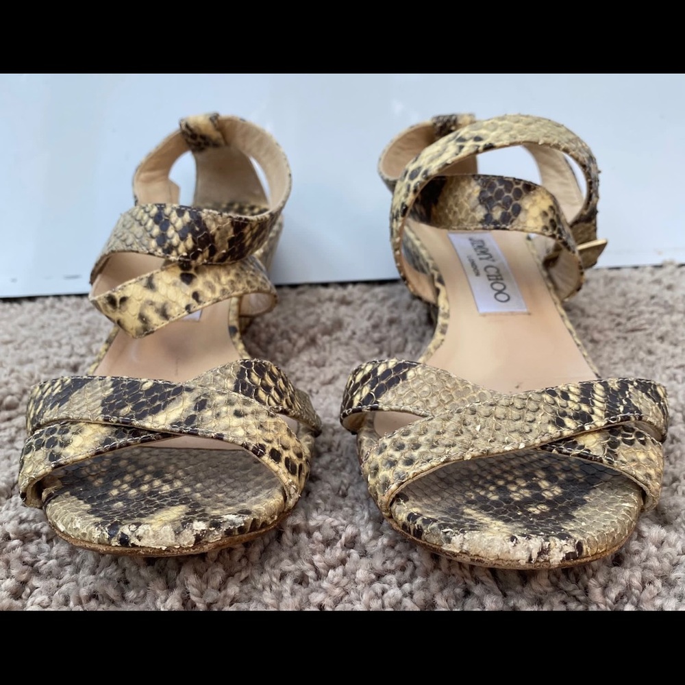 Jimmy Choo Snakeskin Print Connor Wedge Strappy S… - image 3